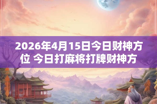 2026年4月15日今日财神方位 今日打麻将打牌财神方位! 2026年4月15日今日财神方位 今日打麻将打牌财神方位!