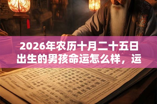 2026年农历十月二十五日出生的男孩命运怎么样，运势和性格好吗？