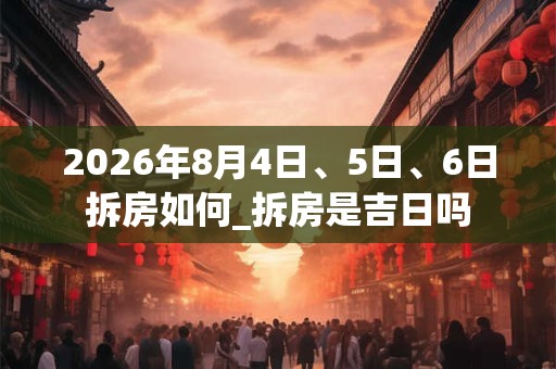 2026年8月4日、5日、6日拆房如何_拆房是吉日吗