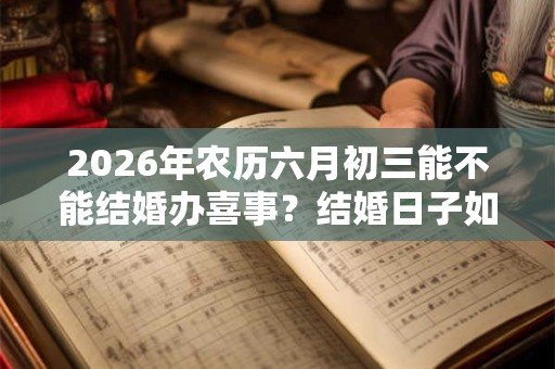 2026年农历六月初三能不能结婚办喜事？结婚日子如何选择？