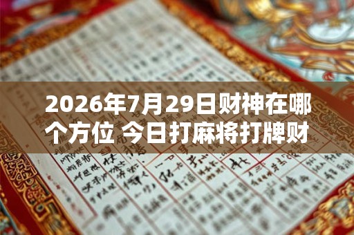 2026年7月29日财神在哪个方位 今日打麻将打牌财神方位! 2026年7月29日财神在哪个方位 今日打麻将打牌财神方位!