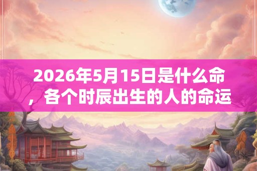 2026年5月15日是什么命，各个时辰出生的人的命运