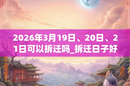 2026年3月19日、20日、21日可以拆迁吗_拆迁日子好吗 2026年3月19日、20日、21日可以拆迁吗_拆迁日子好吗