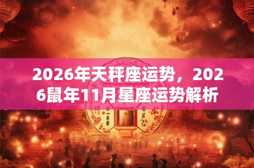 2026年天秤座运势,2026鼠年11月星座运势解析 2026年天秤座运势,2026鼠年11月星座运势解析