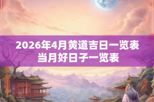 2026年4月黄道吉日一览表 当月好日子一览表