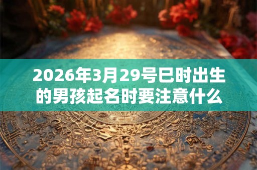 2026年3月29号巳时出生的男孩起名时要注意什么