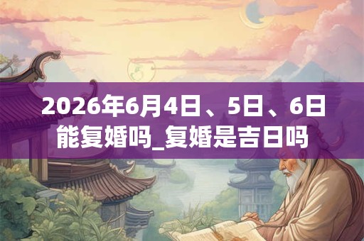 2026年6月4日、5日、6日能复婚吗_复婚是吉日吗