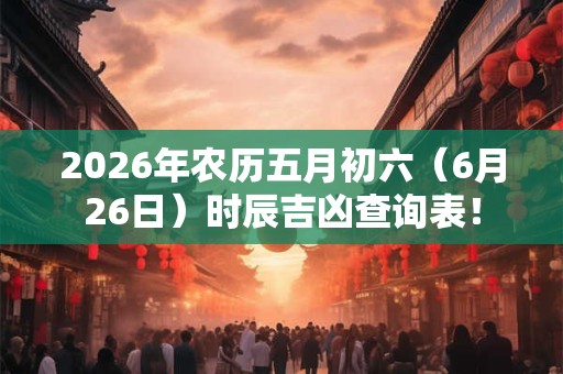 2026年农历五月初六（6月26日）时辰吉凶查询表！