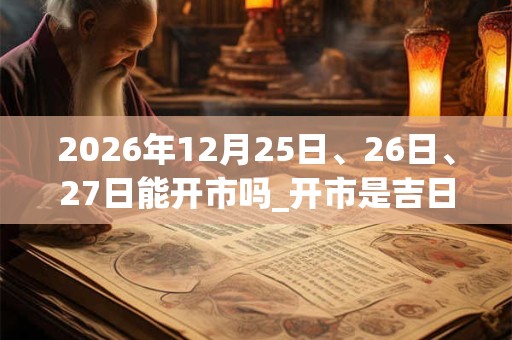 2026年12月25日、26日、27日能开市吗_开市是吉日吗 2026年12月25日、26日、27日能开市吗_开市是吉日吗