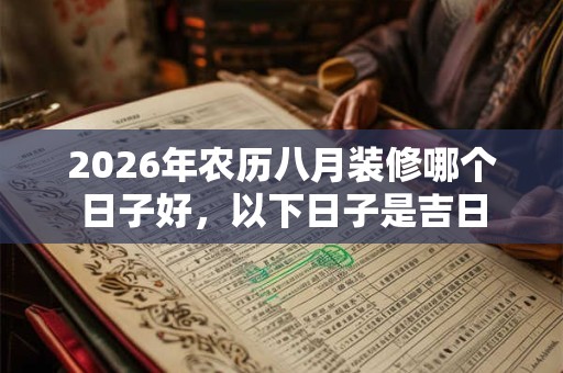 2026年农历八月装修哪个日子好,以下日子是吉日 2026年农历八月装修哪个日子好,以下日子是吉日