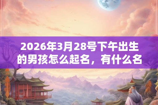 2026年3月28号下午出生的男孩怎么起名，有什么名字推荐？