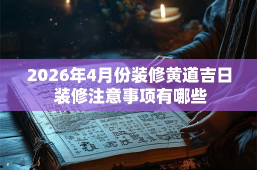 2026年4月份装修黄道吉日 装修注意事项有哪些 2026年4月份装修黄道吉日 装修注意事项有哪些