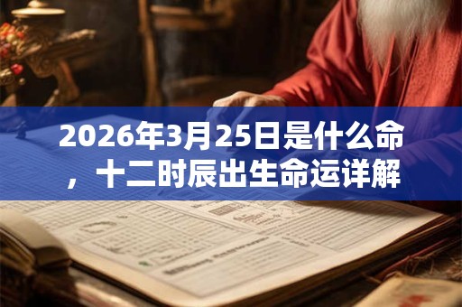 2026年3月25日是什么命，十二时辰出生命运详解