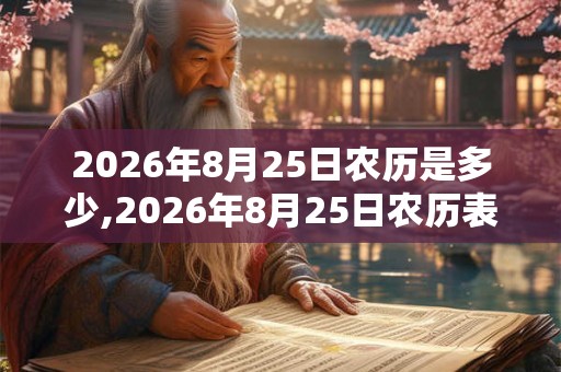 2026年8月25日农历是多少,2026年8月25日农历表