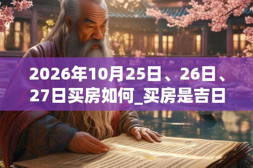 2026年10月25日、26日、27日买房如何_买房是吉日吗 2026年10月25日、26日、27日买房如何_买房是吉日吗