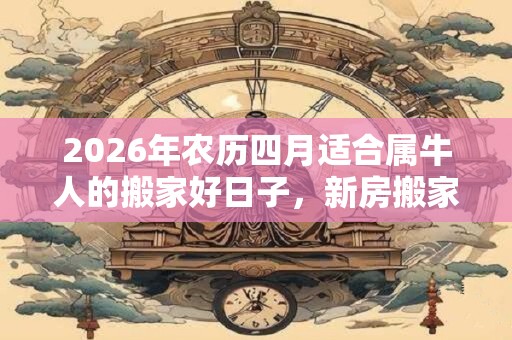 2026年农历四月适合属牛人的搬家好日子，新房搬家注意事项