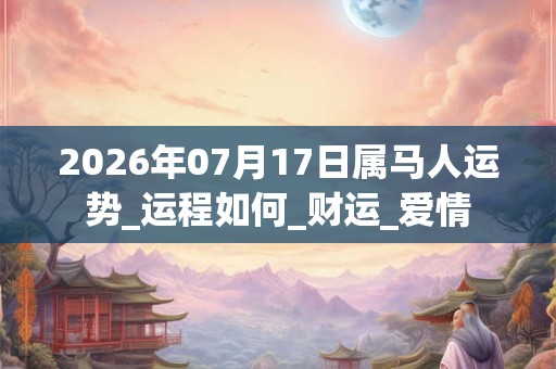 2026年07月17日属马人运势_运程如何_财运_爱情