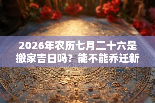 2026年农历七月二十六是搬家吉日吗？能不能乔迁新家