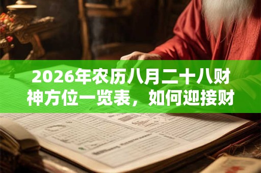 2026年农历八月二十八财神方位一览表，如何迎接财神？