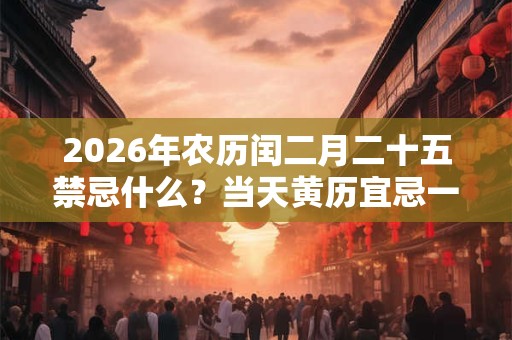 2026年农历闰二月二十五禁忌什么？当天黄历宜忌一览表