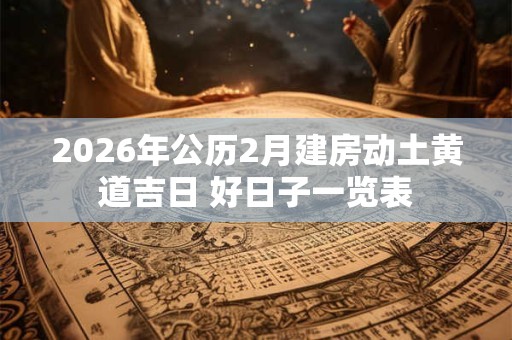 2026年公历2月建房动土黄道吉日 好日子一览表 2026年公历2月建房动土黄道吉日 好日子一览表