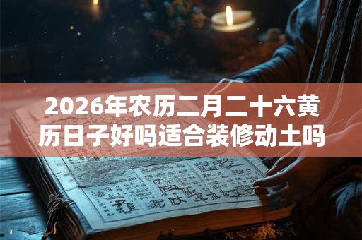 2026年农历二月二十六黄历日子好吗适合装修动土吗？