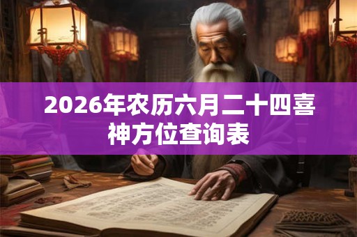 2026年农历六月二十四喜神方位查询表