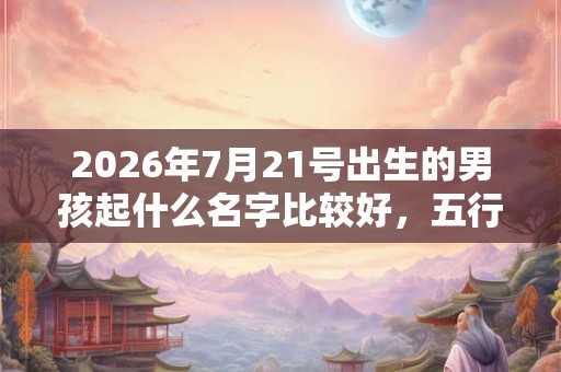 2026年7月21号出生的男孩起什么名字比较好，五行属什么