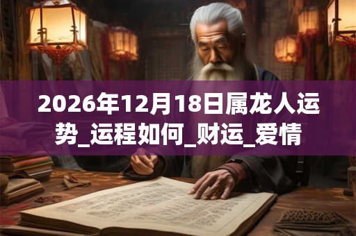 2026年12月18日属龙人运势_运程如何_财运_爱情 2026年12月18日属龙人运势_运程如何_财运_爱情