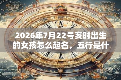 2026年7月22号亥时出生的女孩怎么起名，五行是什么