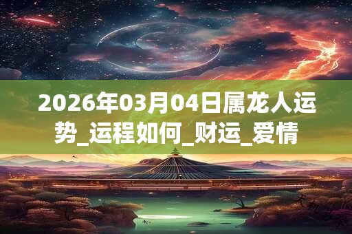2026年03月04日属龙人运势_运程如何_财运_爱情