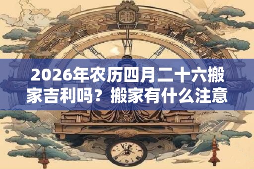 2026年农历四月二十六搬家吉利吗？搬家有什么注意事项？