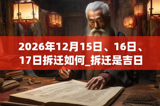 2026年12月15日、16日、17日拆迁如何_拆迁是吉日吗