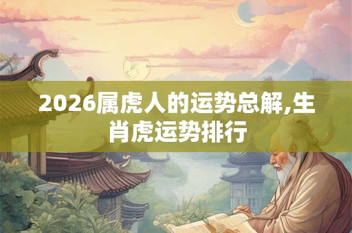 2026属虎人的运势总解,生肖虎运势排行