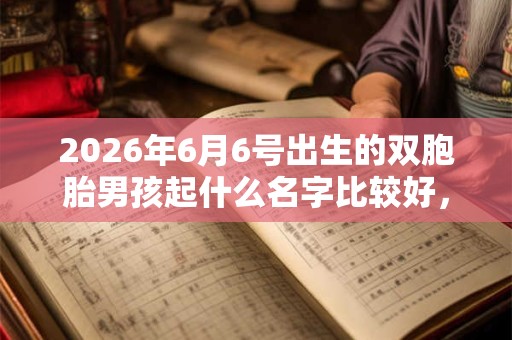 2026年6月6号出生的双胞胎男孩起什么名字比较好，五行属什么
