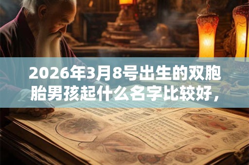 2026年3月8号出生的双胞胎男孩起什么名字比较好，五行属什么