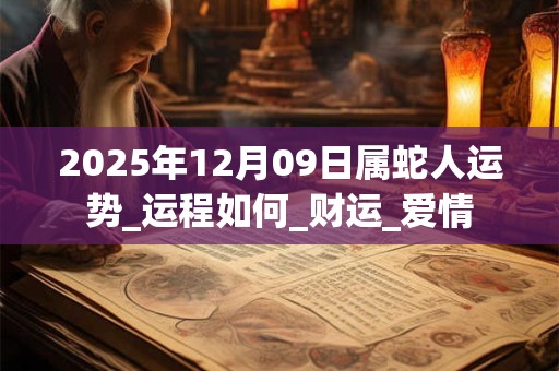 2025年12月09日属蛇人运势_运程如何_财运_爱情
