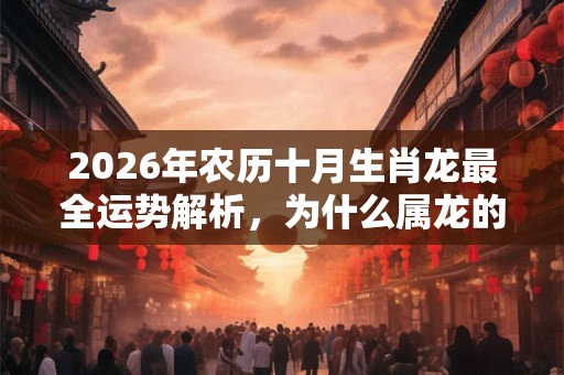 2026年农历十月生肖龙最全运势解析，为什么属龙的不能戴玉？
