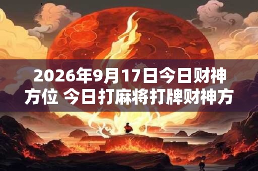 2026年9月17日今日财神方位 今日打麻将打牌财神方位！