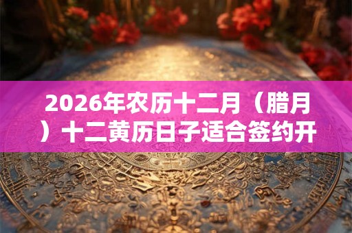 2026年农历十二月（腊月）十二黄历日子适合签约开业吗？
