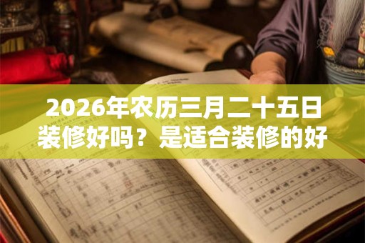 2026年农历三月二十五日装修好吗？是适合装修的好日子吗？