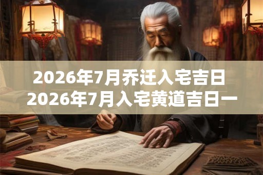 2026年7月乔迁入宅吉日 2026年7月入宅黄道吉日一览表