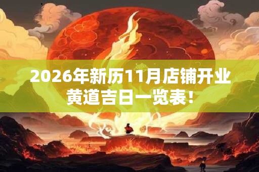 2026年新历11月店铺开业黄道吉日一览表！