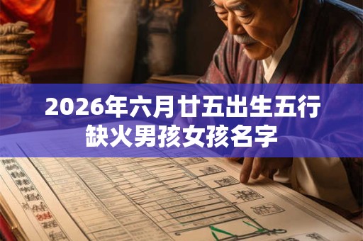 2026年六月廿五出生五行缺火男孩女孩名字