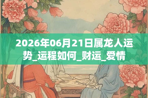 2026年06月21日属龙人运势_运程如何_财运_爱情 2026年06月21日属龙人运势_运程如何_财运_爱情