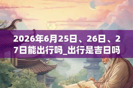 2026年6月25日、26日、27日能出行吗_出行是吉日吗