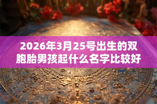 2026年3月25号出生的双胞胎男孩起什么名字比较好，五行属什么
