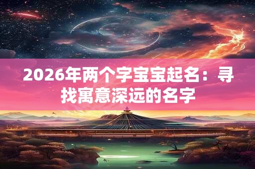 2026年两个字宝宝起名：寻找寓意深远的名字