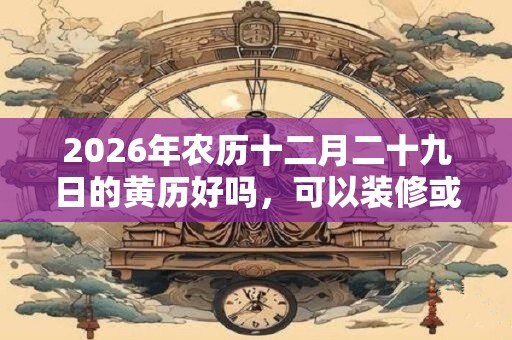 2026年农历十二月二十九日的黄历好吗,可以装修或动土吗? 2026年农历十二月二十九日的黄历好吗,可以装修或动土吗?