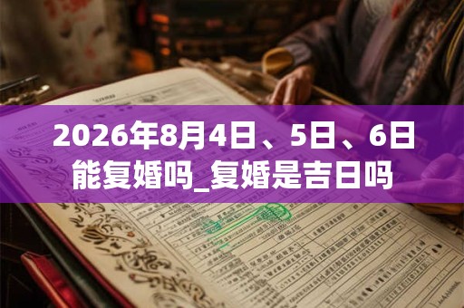 2026年8月4日、5日、6日能复婚吗_复婚是吉日吗
